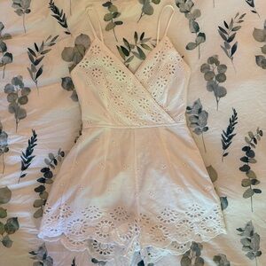 Japna White Eyelet Lace Romper